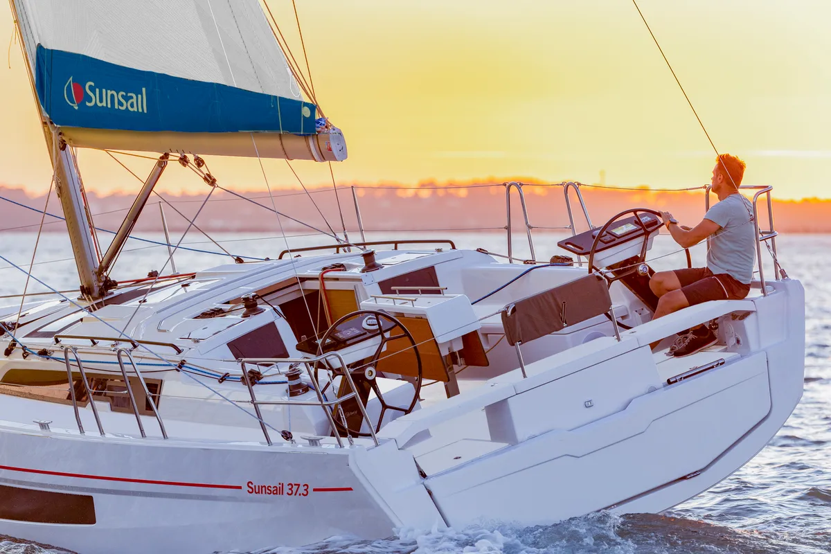 Exterior view of Sunsail 37.3 Premium, a Dufour 37 sailboat at Općina Marina, Croatia