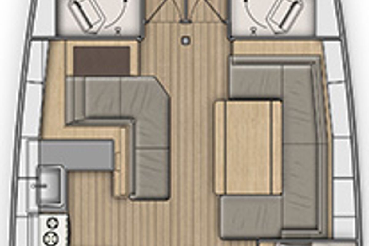Floor plan of Elise, a Beneteau Oceanis 51.1 sailboat at Parikia, Greece