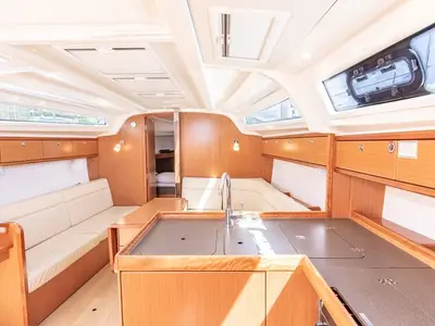 Galley of New Beginnings, a Bavaria 37 sailboat at Road Town, British Virgin Islands