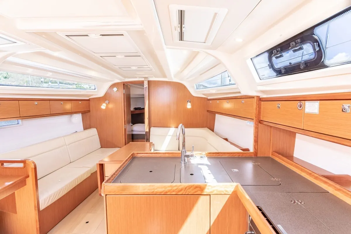 Galley of New Beginnings, a Bavaria 37 sailboat at Road Town, British Virgin Islands