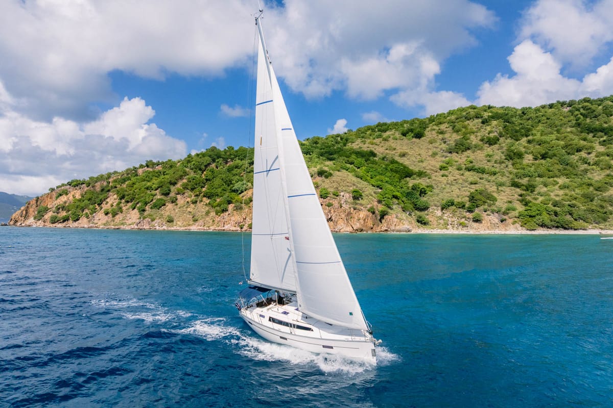 Exterior view of New Beginnings, a Bavaria 37 sailboat at Road Town, British Virgin Islands