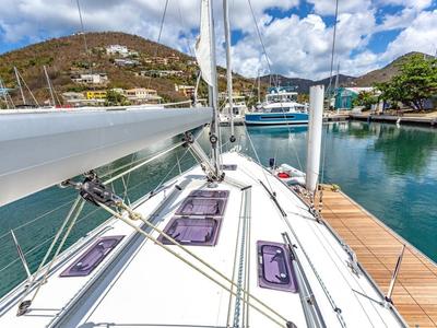 Deck of New Beginnings, a Bavaria 37 sailboat at Road Town, British Virgin Islands