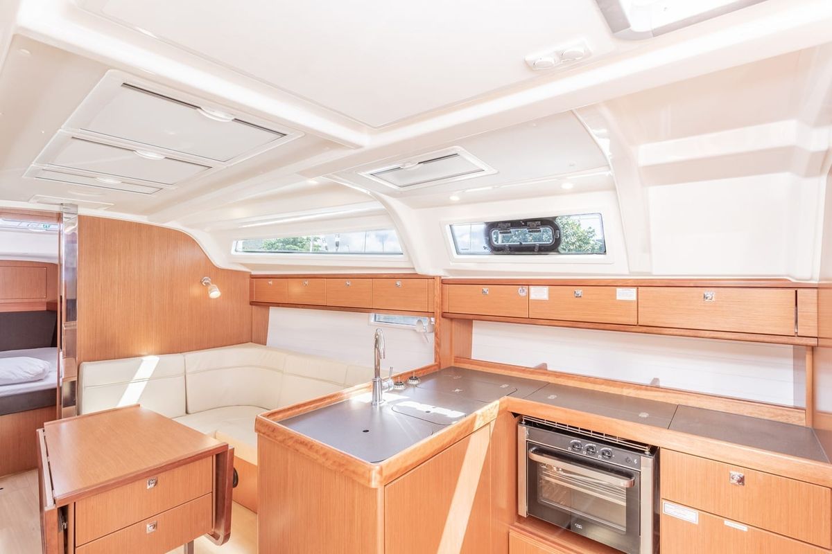 Galley of New Beginnings, a Bavaria 37 sailboat at Road Town, British Virgin Islands