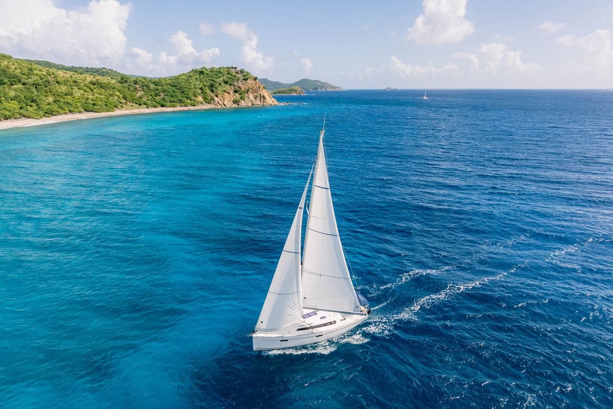 Exterior view of New Beginnings, a Bavaria 37 sailboat at Road Town, British Virgin Islands