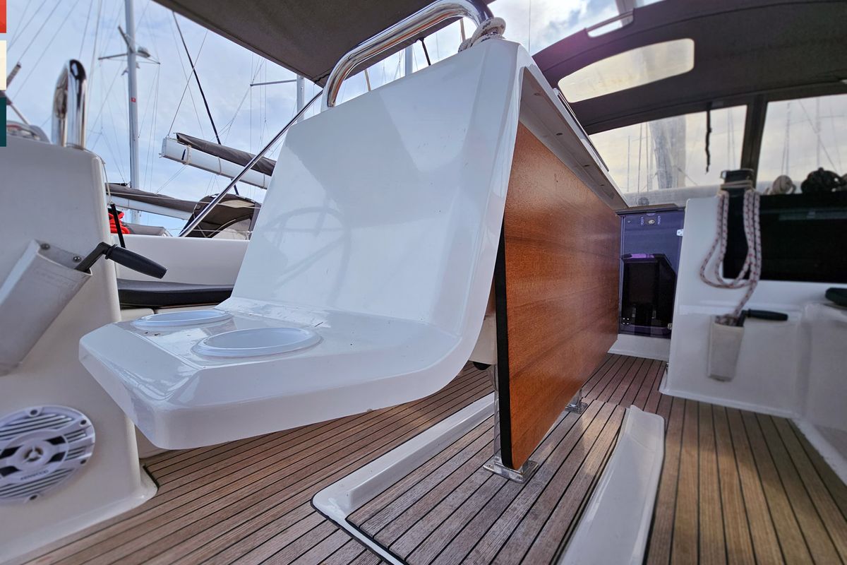 Deck of Katajina AC/Gen, a Dufour 460 Grand Large sailboat at Općina Rogoznica, Croatia