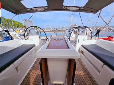 Deck of Katajina AC/Gen, a Dufour 460 Grand Large sailboat at Općina Rogoznica, Croatia