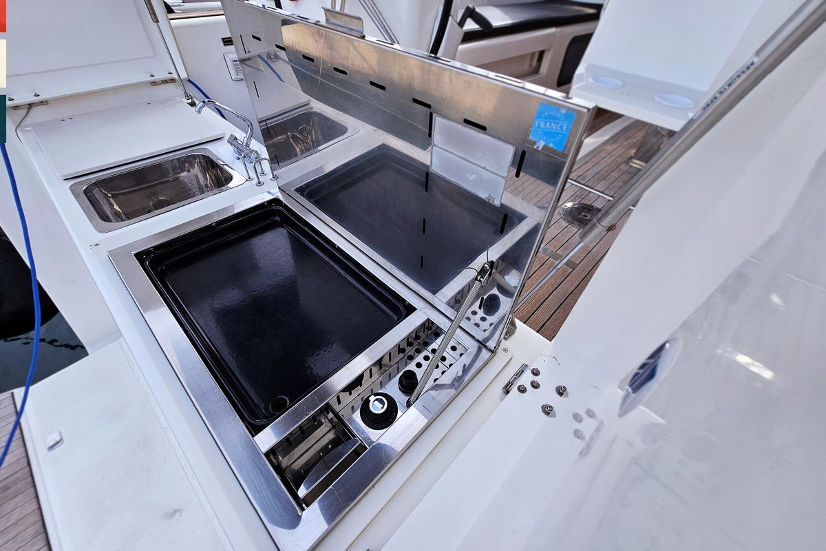 Deck of Katajina AC/Gen, a Dufour 460 Grand Large sailboat at Općina Rogoznica, Croatia