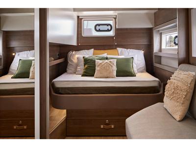 Cabin on Emmelia, a Bali 4.4 catamaran at Athens, Greece