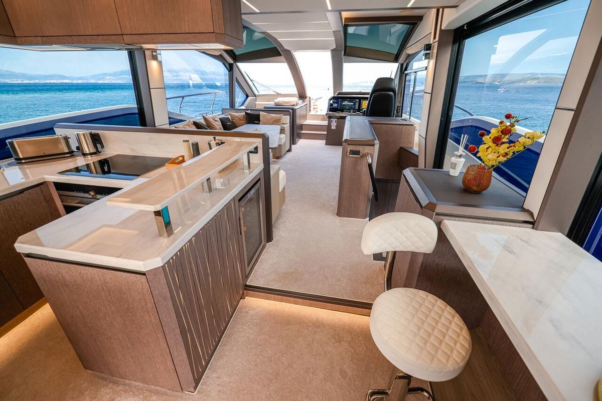 Galley of FGstar, a Galeon 640 Fly yacht at Seget Donji, Croatia
