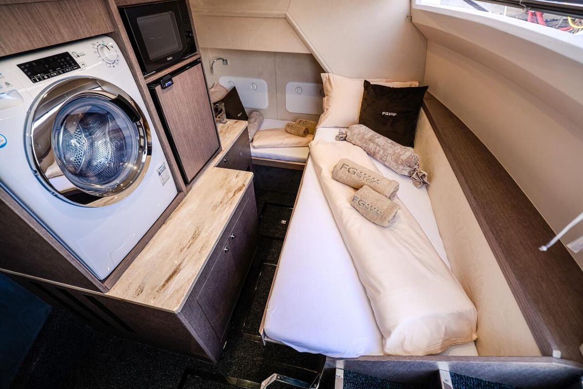 Cabin on FGstar, a Galeon 640 Fly yacht at Seget Donji, Croatia