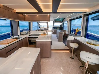 Galley of FGstar, a Galeon 640 Fly yacht at Seget Donji, Croatia