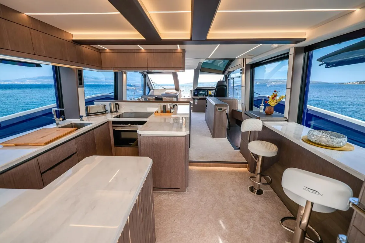 Galley of FGstar, a Galeon 640 Fly yacht at Seget Donji, Croatia