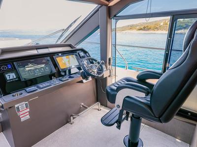 Cockpit of FGstar, a Galeon 640 Fly yacht at Seget Donji, Croatia