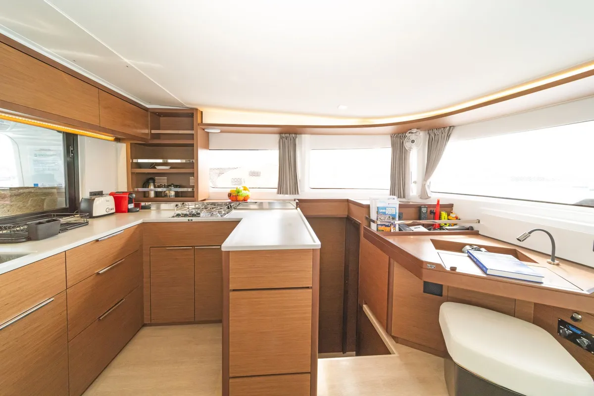 Galley of Nefeli, a Lagoon 46 catamaran at Volos Municipality, Greece