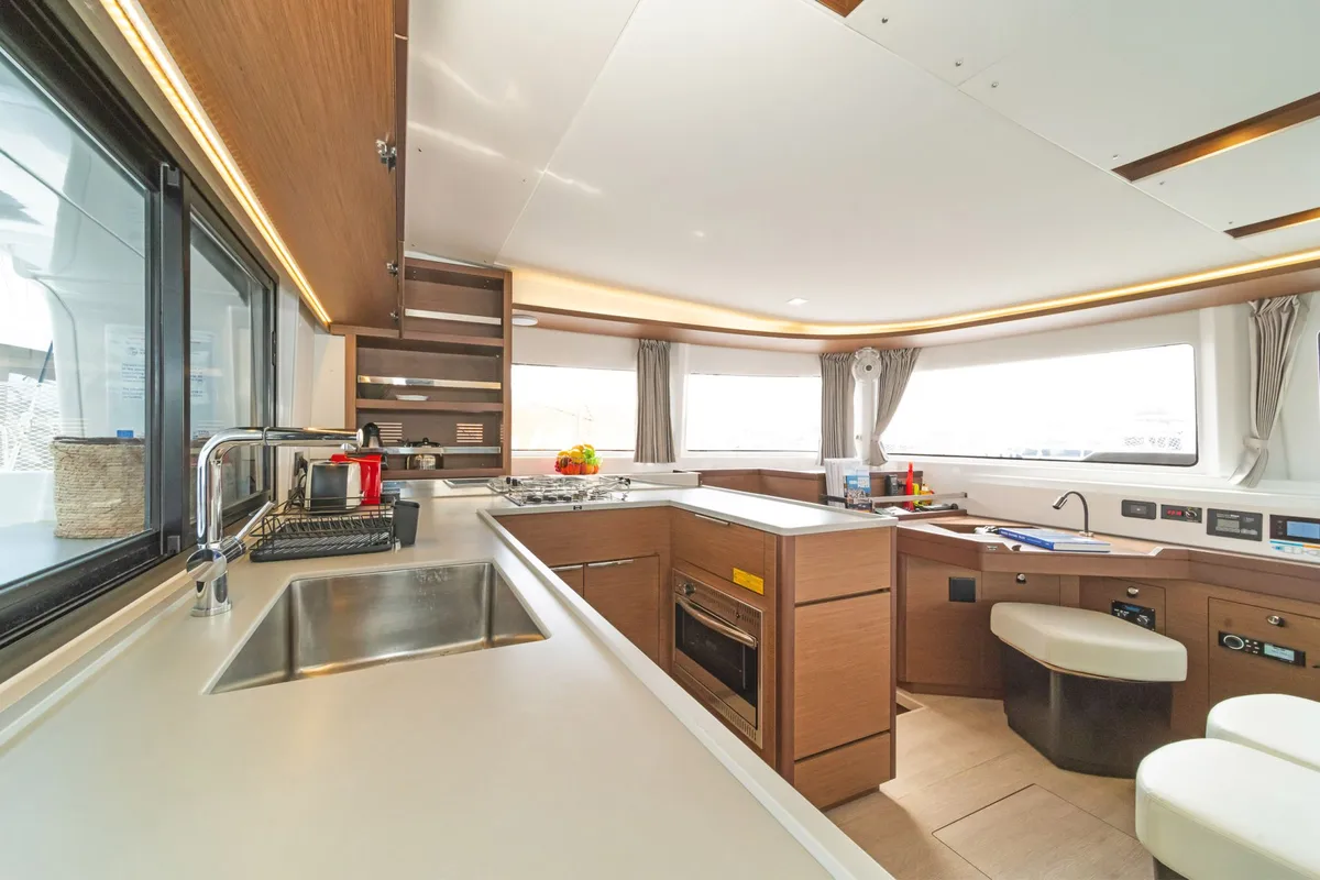 Galley of Nefeli, a Lagoon 46 catamaran at Volos Municipality, Greece