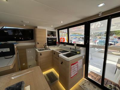 Galley of Pronto Sail, a Aventura Catamarans Aventura 37 catamaran at Fethiye, Turkey