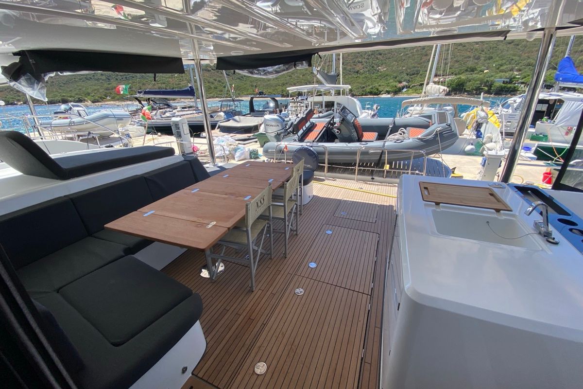 Deck of The Moon (GND), a Lagoon 55 catamaran at Grand Anse, Grenada