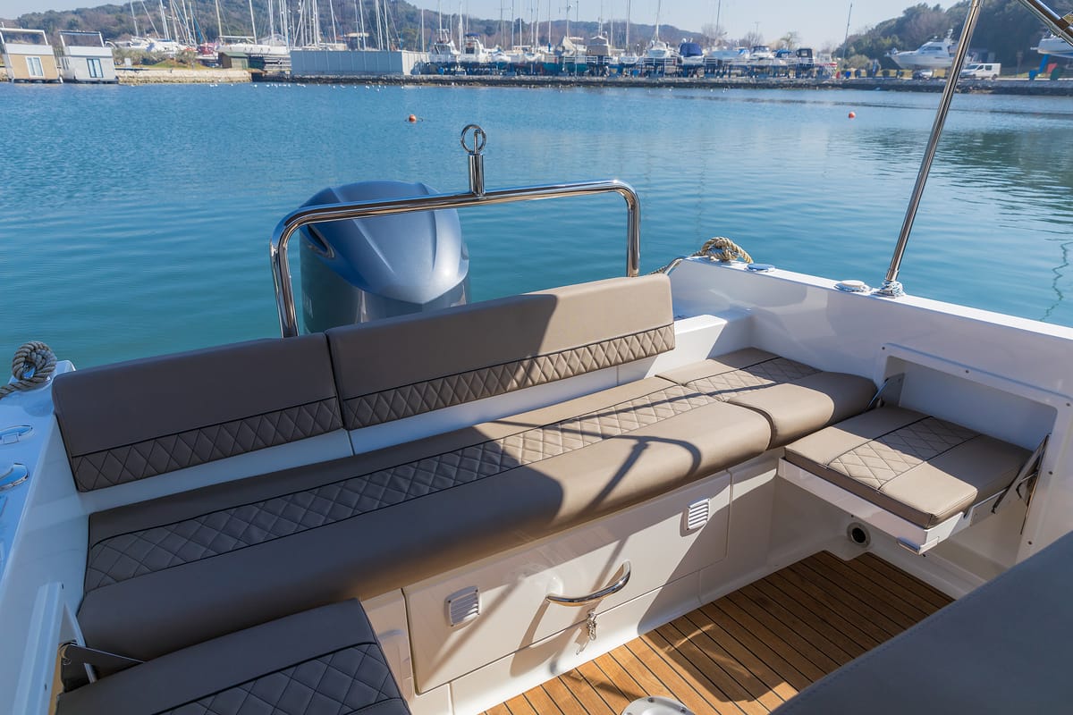 No Name, a Pacific Craft 750 Sun Cruiser motorboat at Grad Pula, Croatia