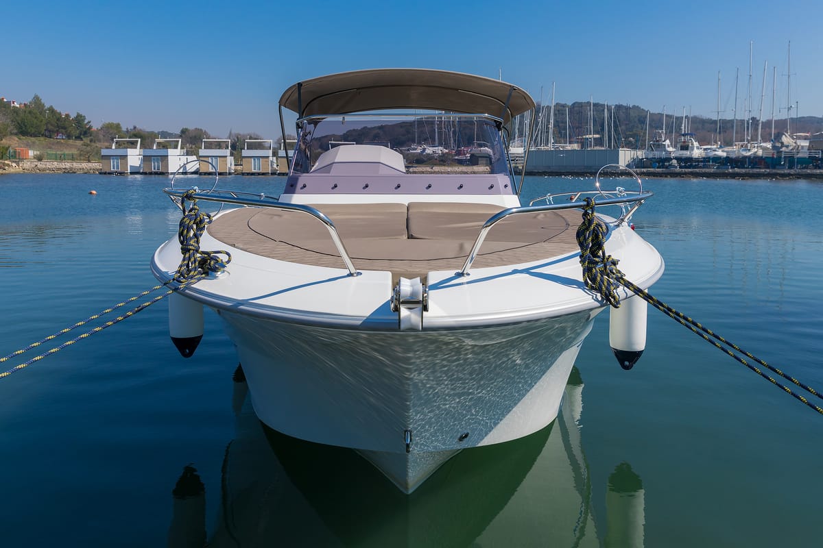 No Name, a Pacific Craft 750 Sun Cruiser motorboat at Grad Pula, Croatia