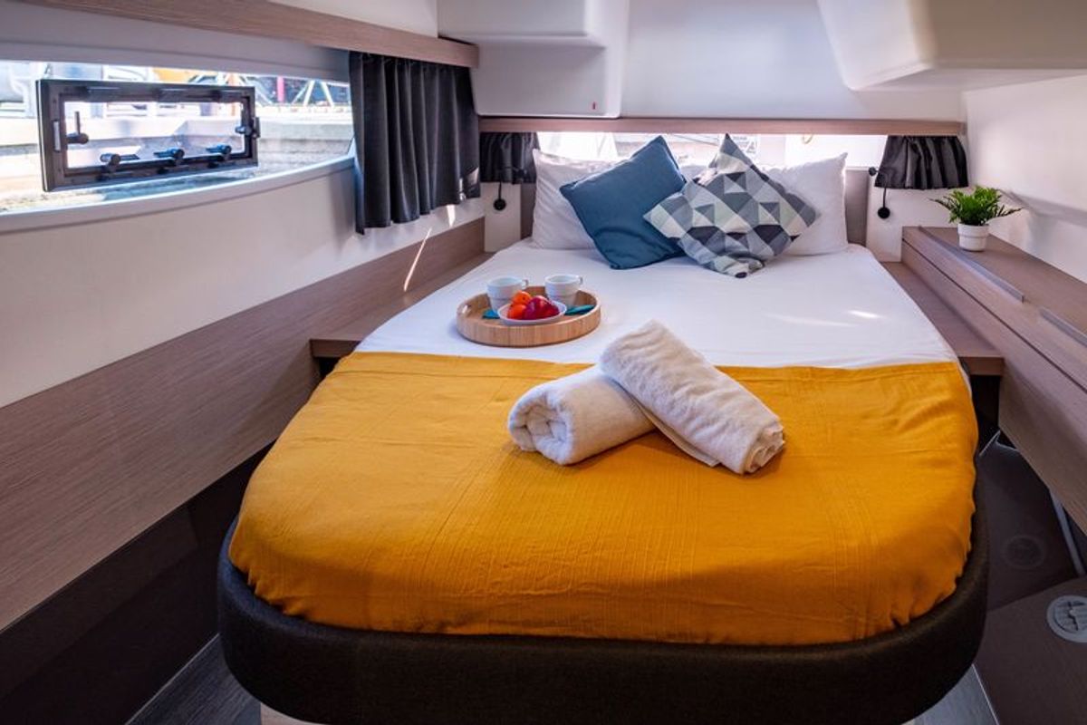 Cabin on Lfk-Isla 40, a Fountaine Pajot Isla 40 catamaran at Municipal Unit of Lefkada, Greece