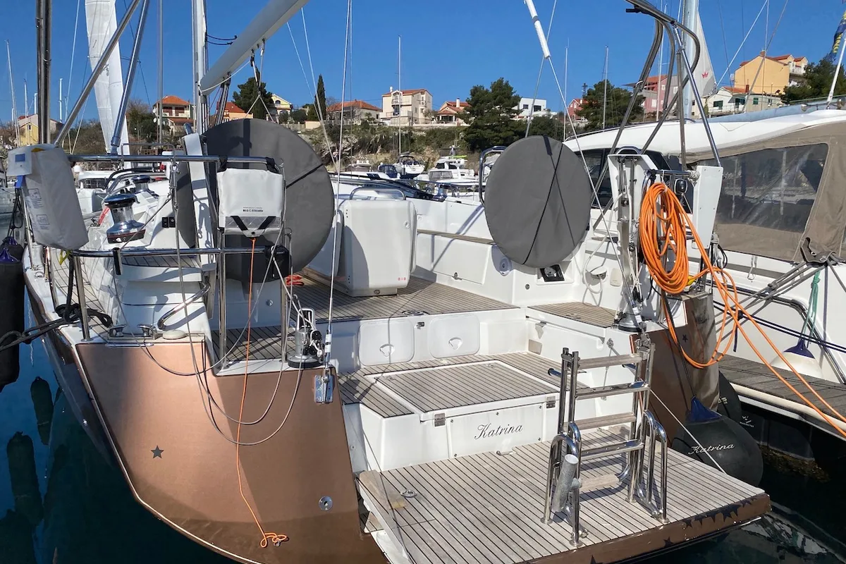 Exterior view of KATRINA, a Jeanneau 51 sailboat at Grad Šibenik, Croatia