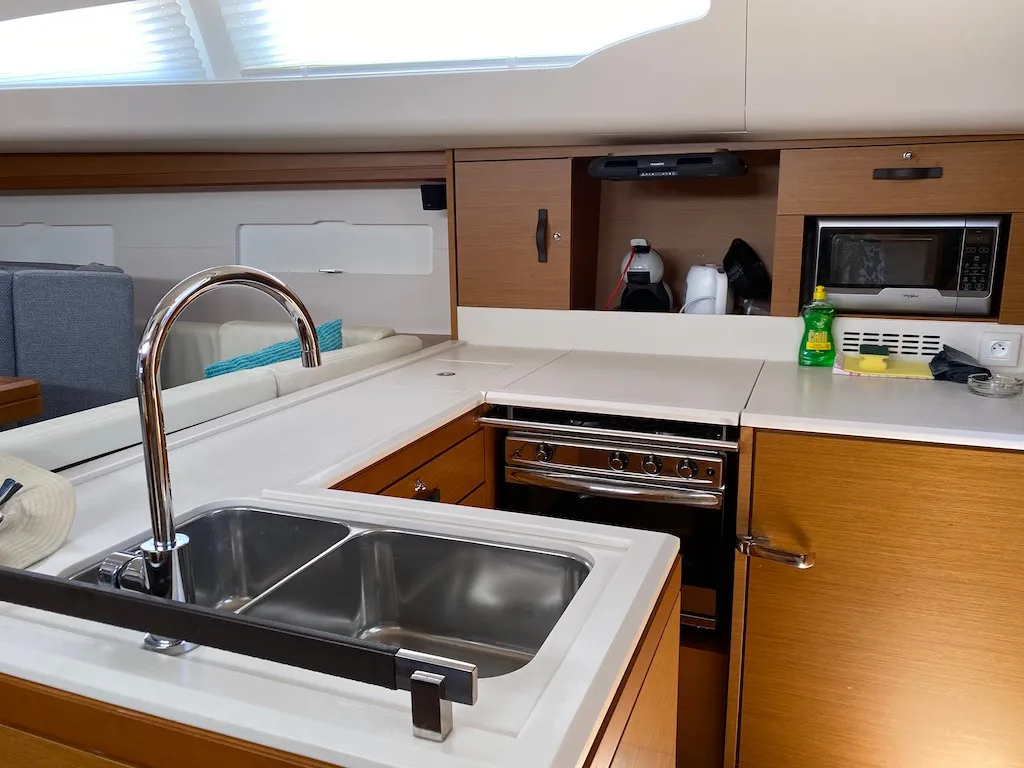 Galley of KATRINA, a Jeanneau 51 sailboat at Grad Šibenik, Croatia