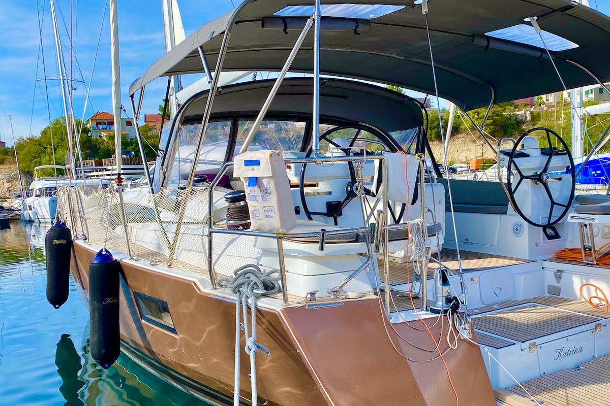 Exterior view of KATRINA, a Jeanneau 51 sailboat at Grad Šibenik, Croatia