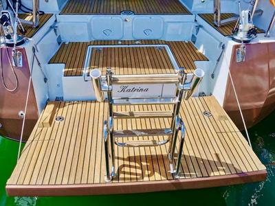 Deck of KATRINA, a Jeanneau 51 sailboat at Grad Šibenik, Croatia