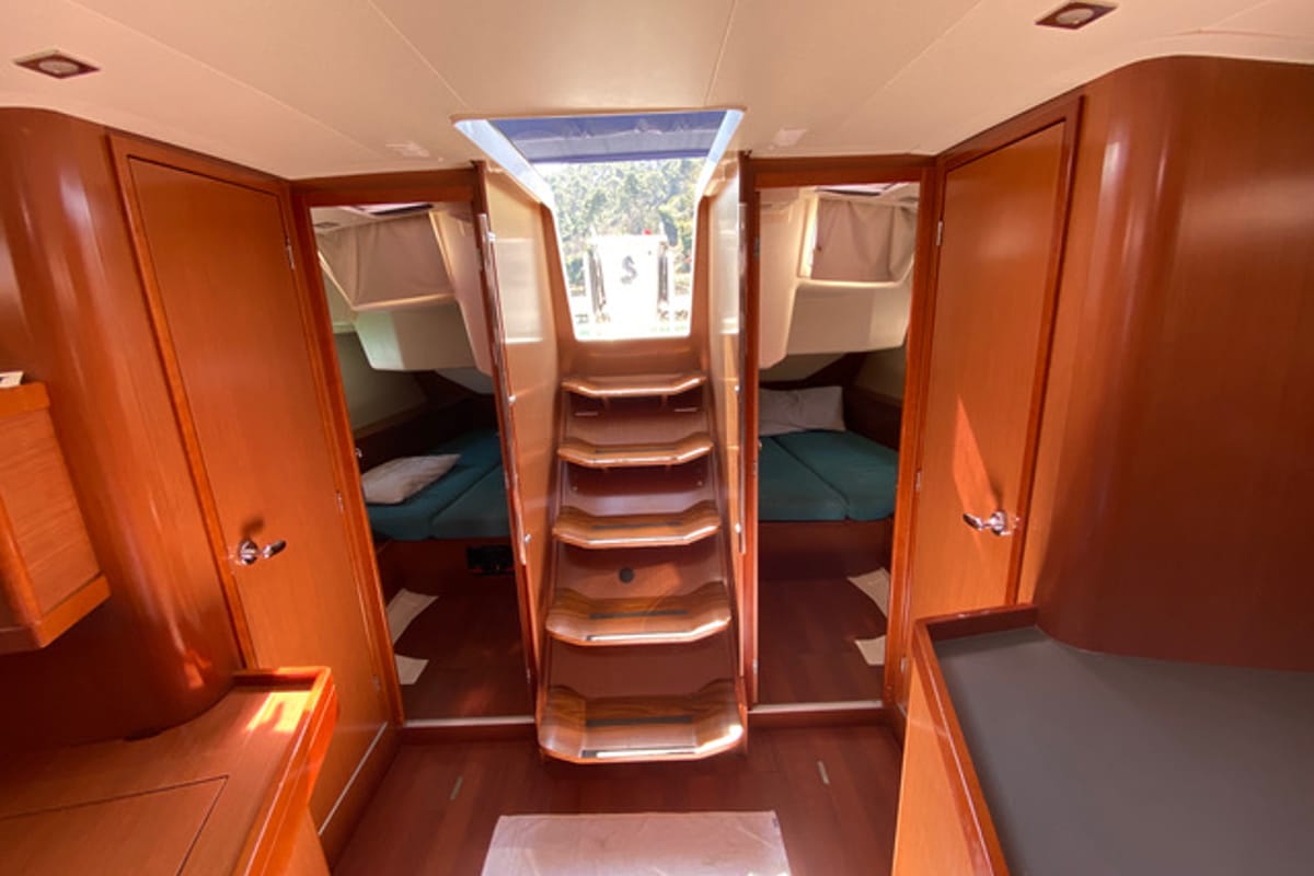 Exterior view of Kaali, a Beneteau Oceanis 45 sailboat at La Spezia, Italy