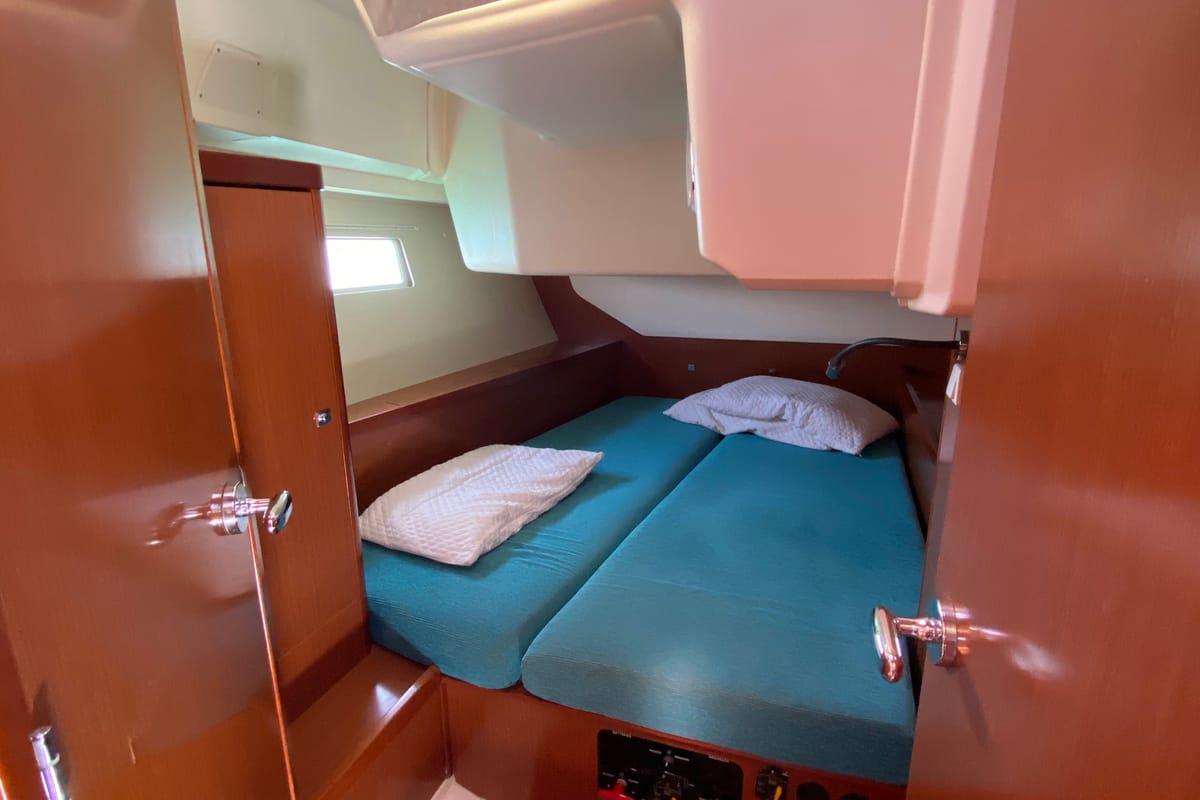 Cockpit of Kaali, a Beneteau Oceanis 45 sailboat at La Spezia, Italy