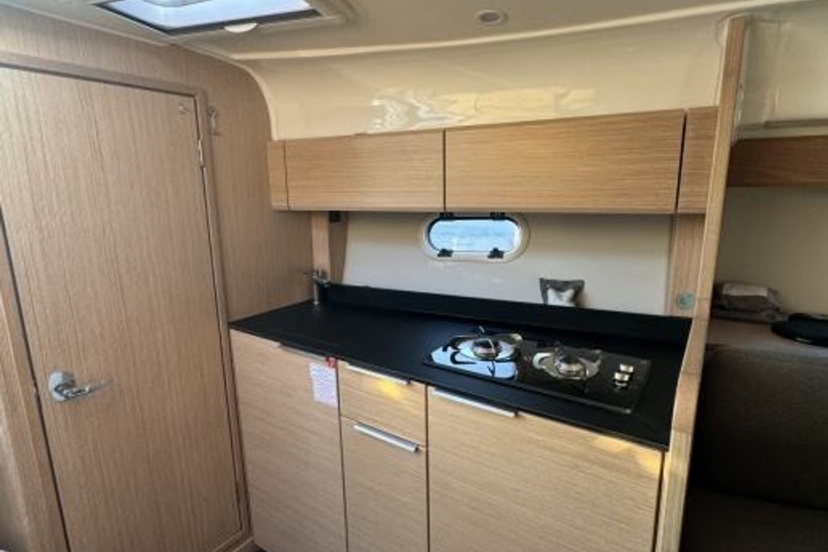 Galley of Lui, a Bavaria S30 motorboat at Grad Biograd na Moru, Croatia