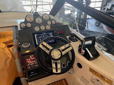 Cockpit of Lui, a Bavaria S30 motorboat at Grad Biograd na Moru, Croatia