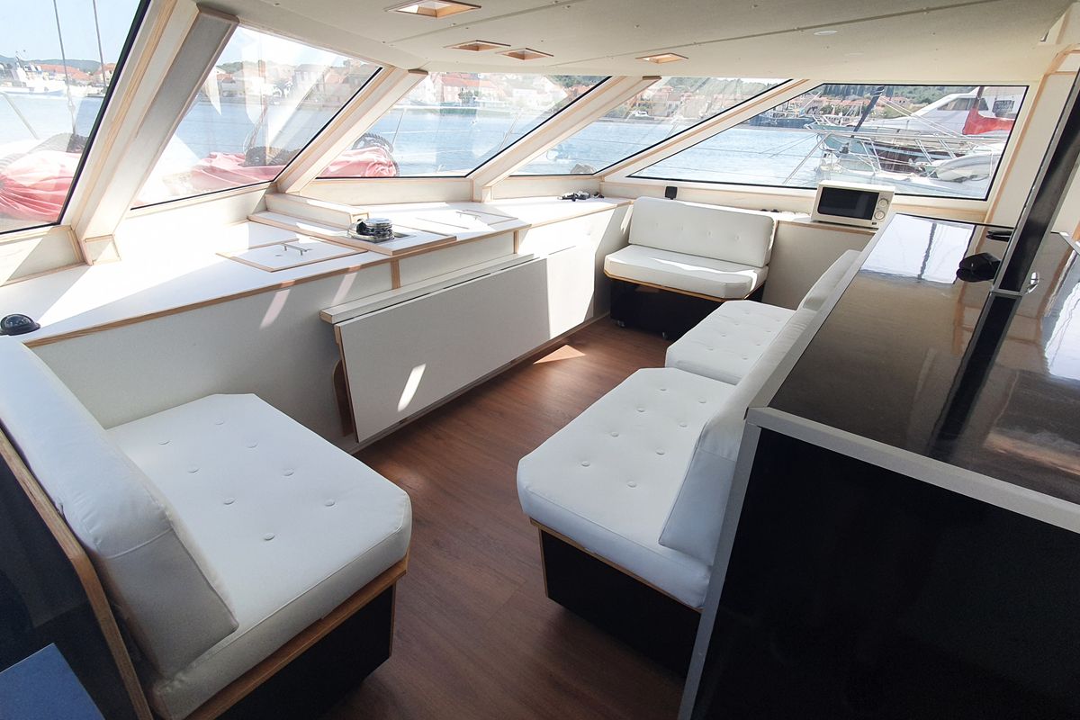 Exterior view of UPWIND 50, a Gulet Catamaran catamaran at Grad Trogir, Croatia