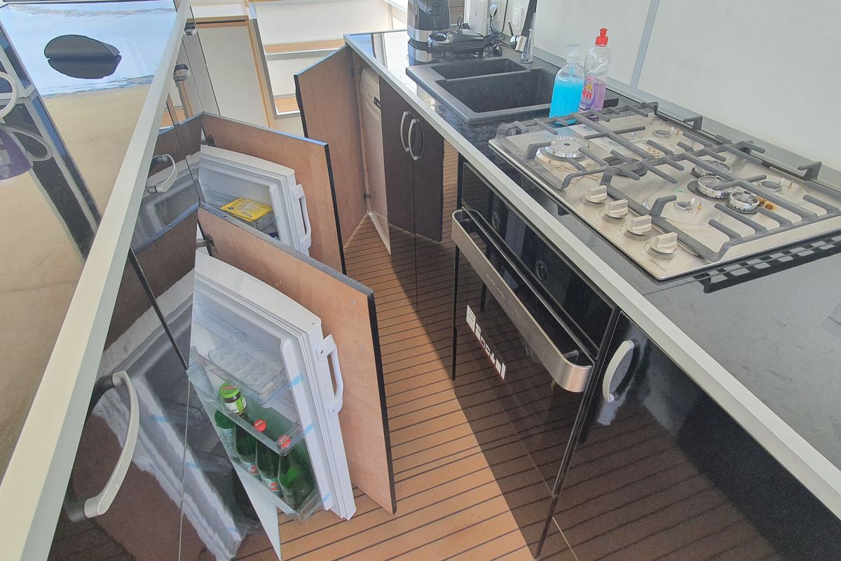 Cockpit of UPWIND 50, a Gulet Catamaran catamaran at Grad Trogir, Croatia