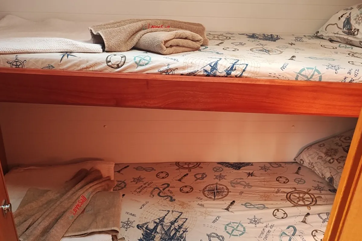 Cabin on Seawalker, a Bavaria Cruiser 51 sailboat at Fethiye, Turkey