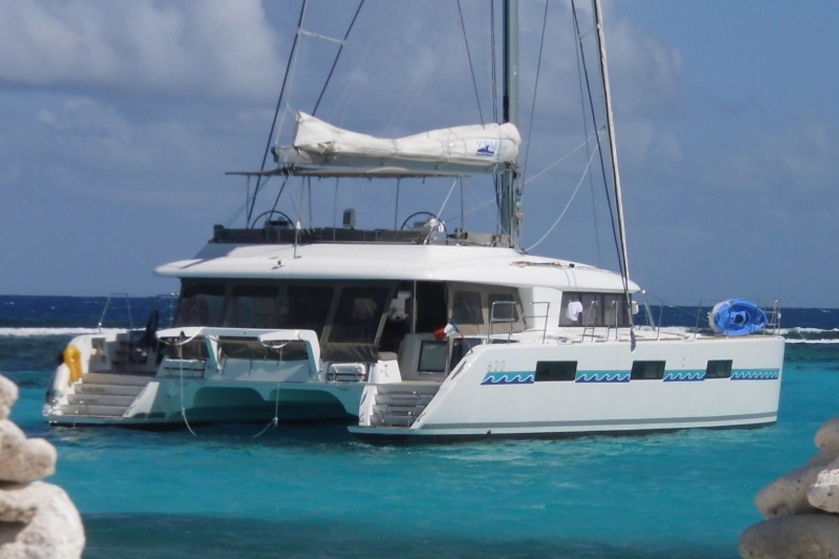 Exterior view of Cabin M06, a Lagoon 620 catamaran at Eden Island Marina, Seychelles