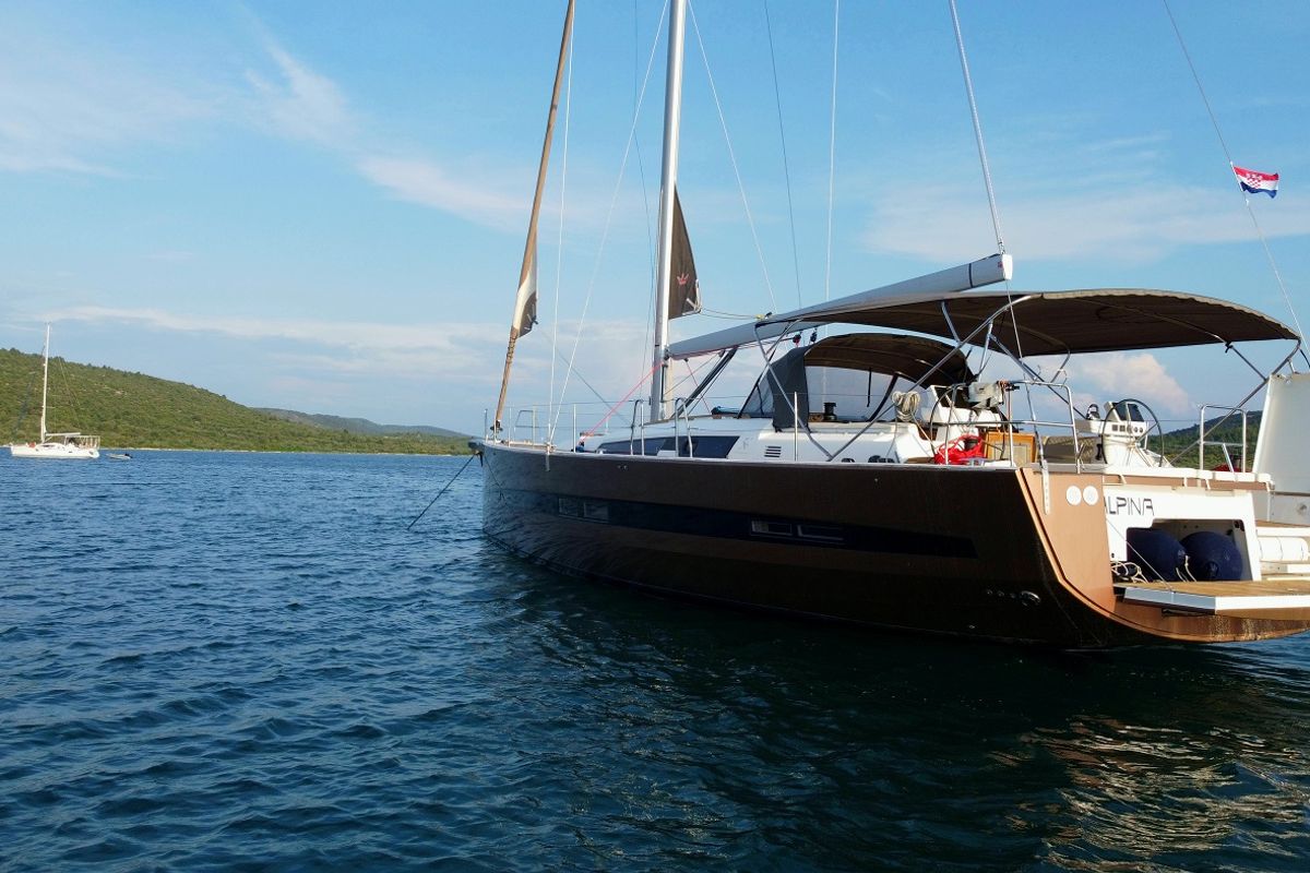 Alpina, a Dufour 56 Exclusive sailboat at Pirovac, Croatia