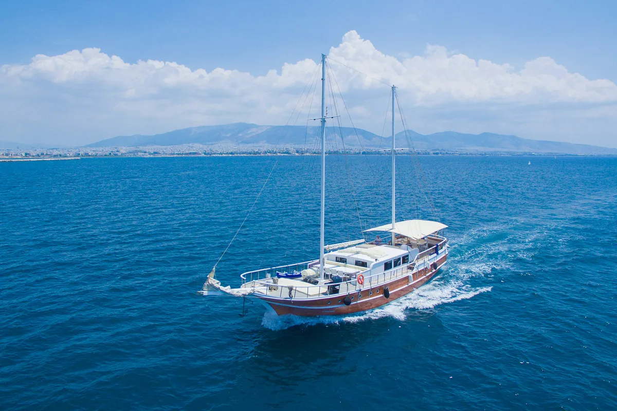 Exterior view of Aphrodite, a Gulet Gulet gulet at Corfu, Greece