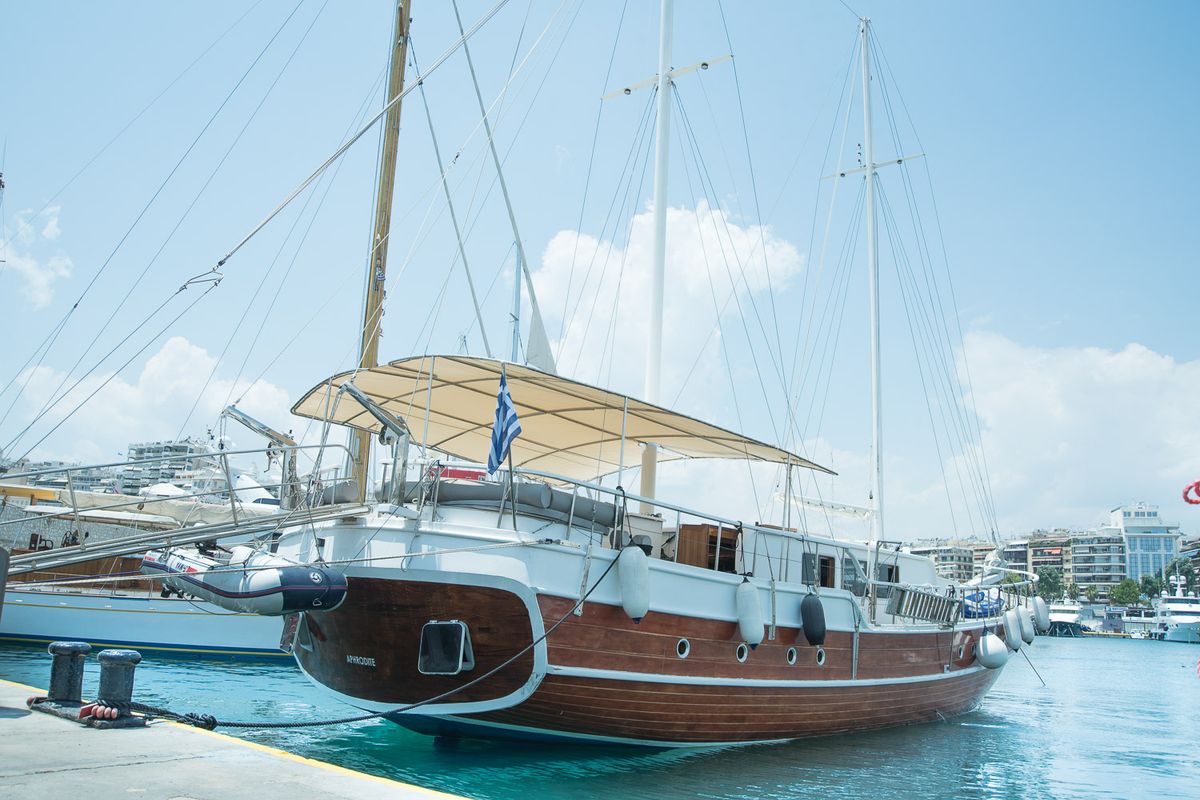 Exterior view of Aphrodite, a Gulet Gulet gulet at Corfu, Greece