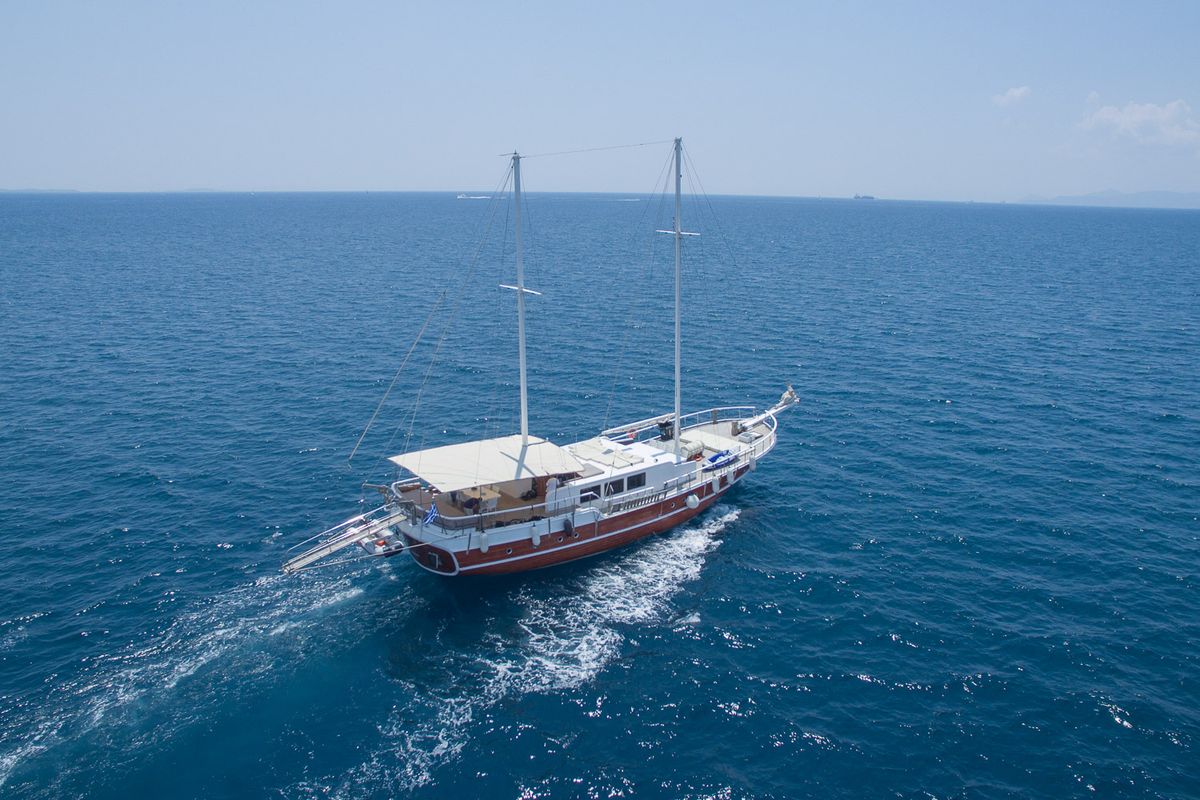 Exterior view of Aphrodite, a Gulet Gulet gulet at Corfu, Greece