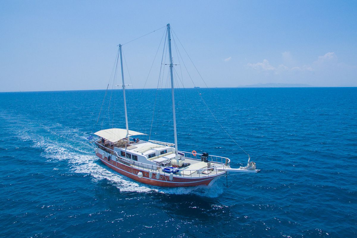 Exterior view of Aphrodite, a Gulet Gulet gulet at Corfu, Greece