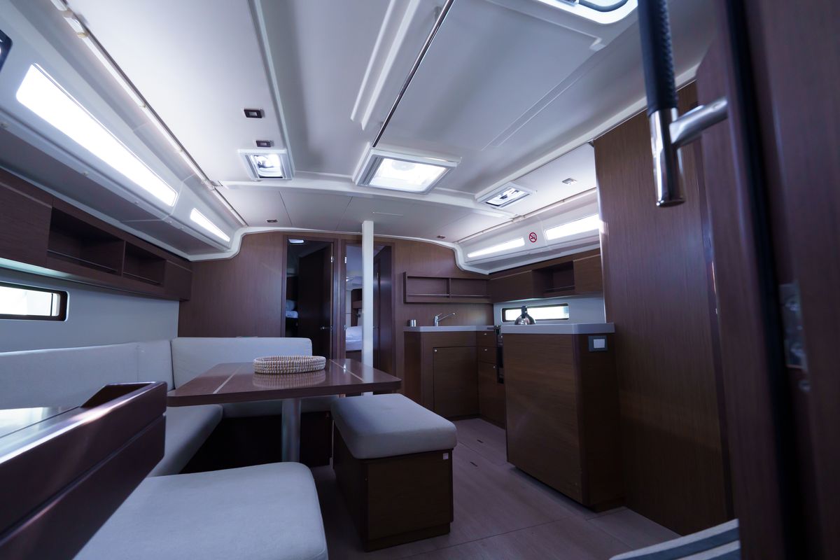 Salon of Joy, a Beneteau Oceanis 40.1 sailboat at Municipal Unit of Lefkada, Greece