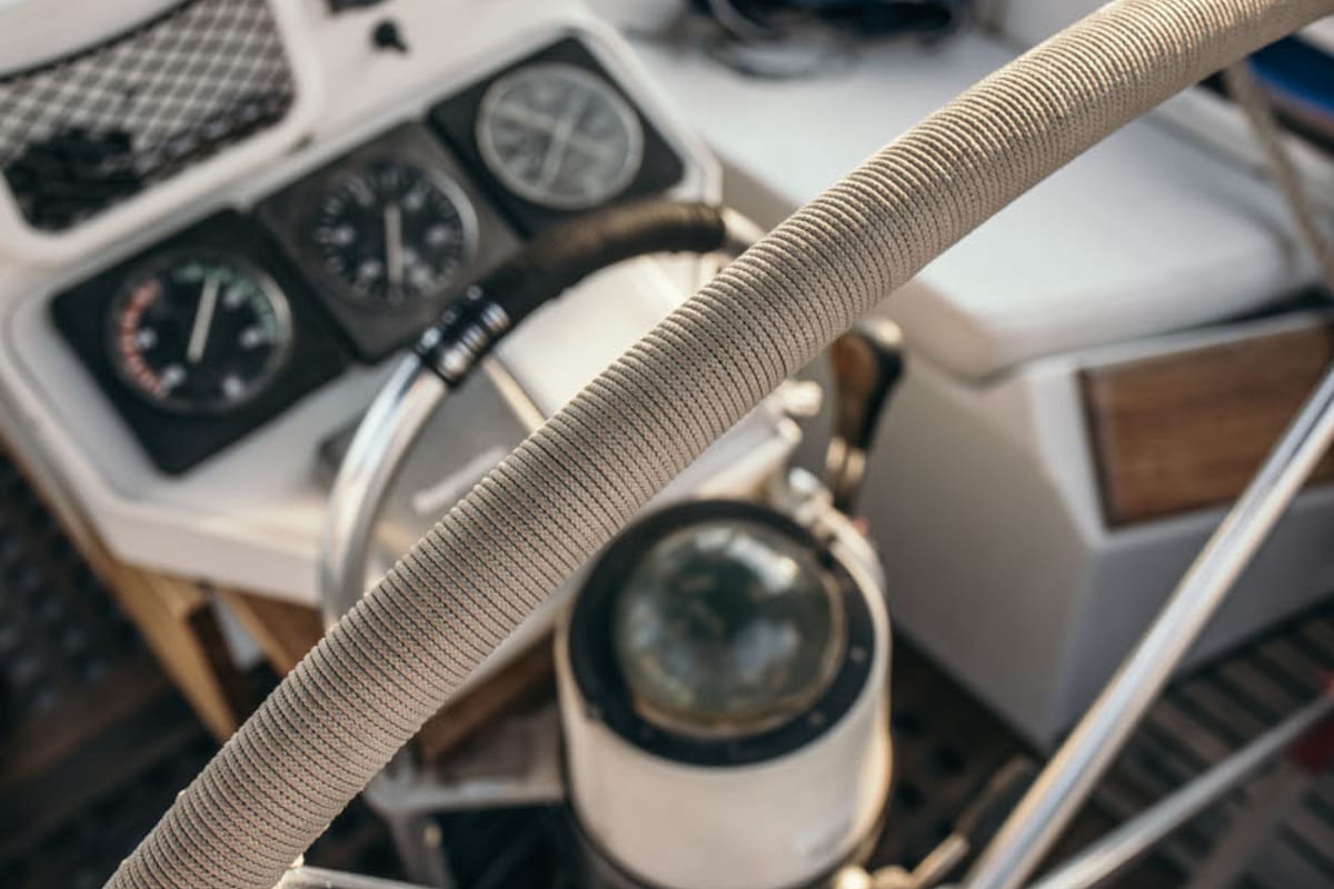 Cockpit of Adonis, a Beneteau 50 sailboat at Volos Municipality, Greece