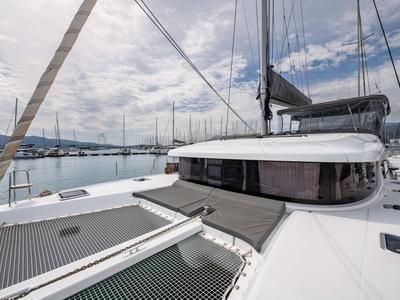 Deck of Nala, a Lagoon 42 catamaran at Municipal Unit of Lefkada, Greece