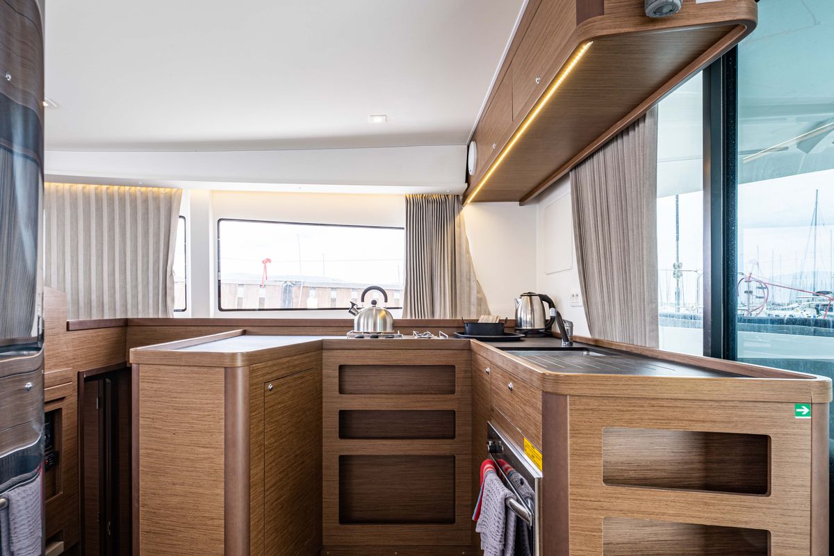 Galley of Nala, a Lagoon 42 catamaran at Municipal Unit of Lefkada, Greece