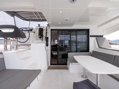 Cockpit of Nala, a Lagoon 42 catamaran at Municipal Unit of Lefkada, Greece