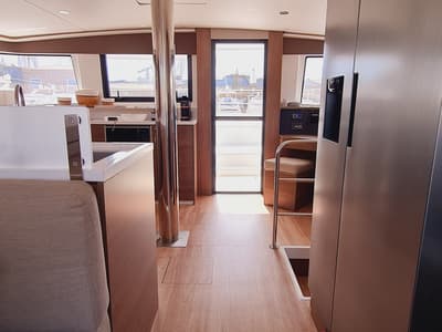 Salon of Lux, a Bali 4.6 catamaran at Palermo, Italy
