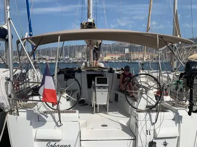 Cockpit of Johanna, a Jeanneau Sun Odyssey 439 sailboat at Toulon, France