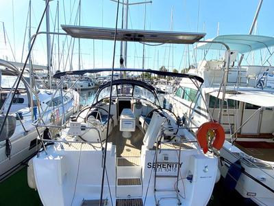 Cockpit of Serenity, a Beneteau Oceanis 43 sailboat at Athens, Greece