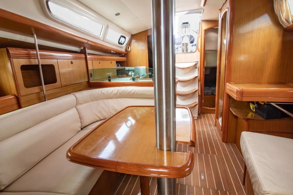 Salon of Kos 36, a Jeanneau Sun Odyssey 36 sailboat at Municipal Unit of Lefkada, Greece